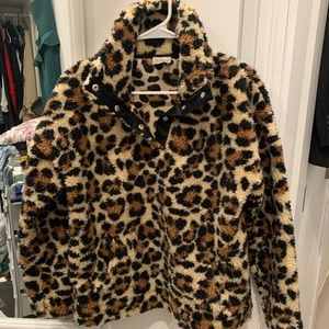 J.crew leopard Sherpa pullover | size small